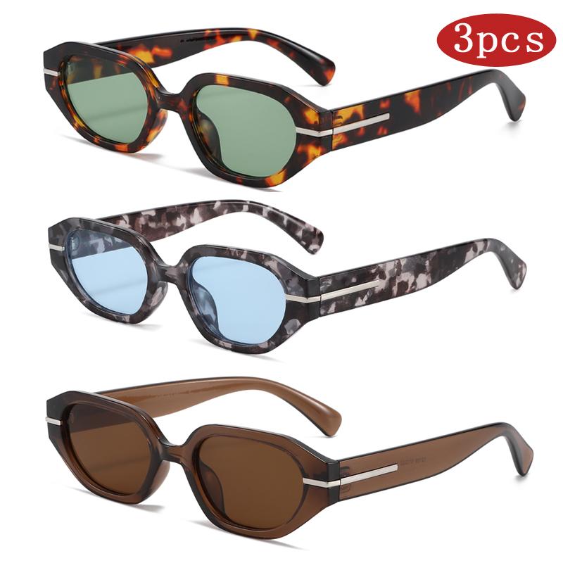 1 3pcs Square Thick Frame Sunglasses Women Men Retro Colorful UV400 Outdoor Sport Driving Wide Leg Glasses