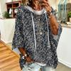 Women's Drawstring Hoodie Retro Floral Print Loose Fit Casual Sweatshirt