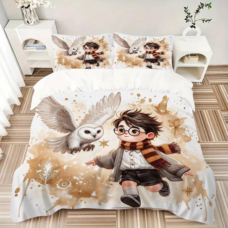 3pcs Lively Harry Potter Bedding Set - Includes Quilt Cover and Pillowcases, Suitable for All Seasons L061