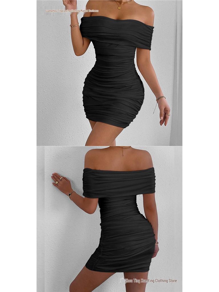 European & American Sexy One-Shoulder Bodycon Sheath Dress for Women
