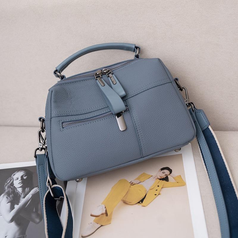 Mjuk Läderhandväska Äkta Läder Kuddväska Enkelaxelväska Crossbody Liten Fyrkantig Väska