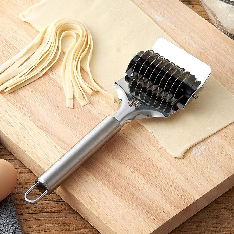 Stainless Steel Noodle Cutter With Sharp Multi Blades, Easy-Clean Design For Home Kitchen Homemade Pasta Making