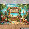 2D Planar Banner Background for a Tropical Birthday Party In Hawaii. Beach-themed Birthday Party.