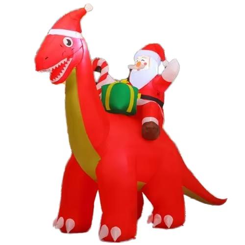 COMIN 8.5ft Long Outdoor Indoor Christmas Decorations Santa Claus Riding Dinosaur Inflatable Decorations Christmas Decorations красный