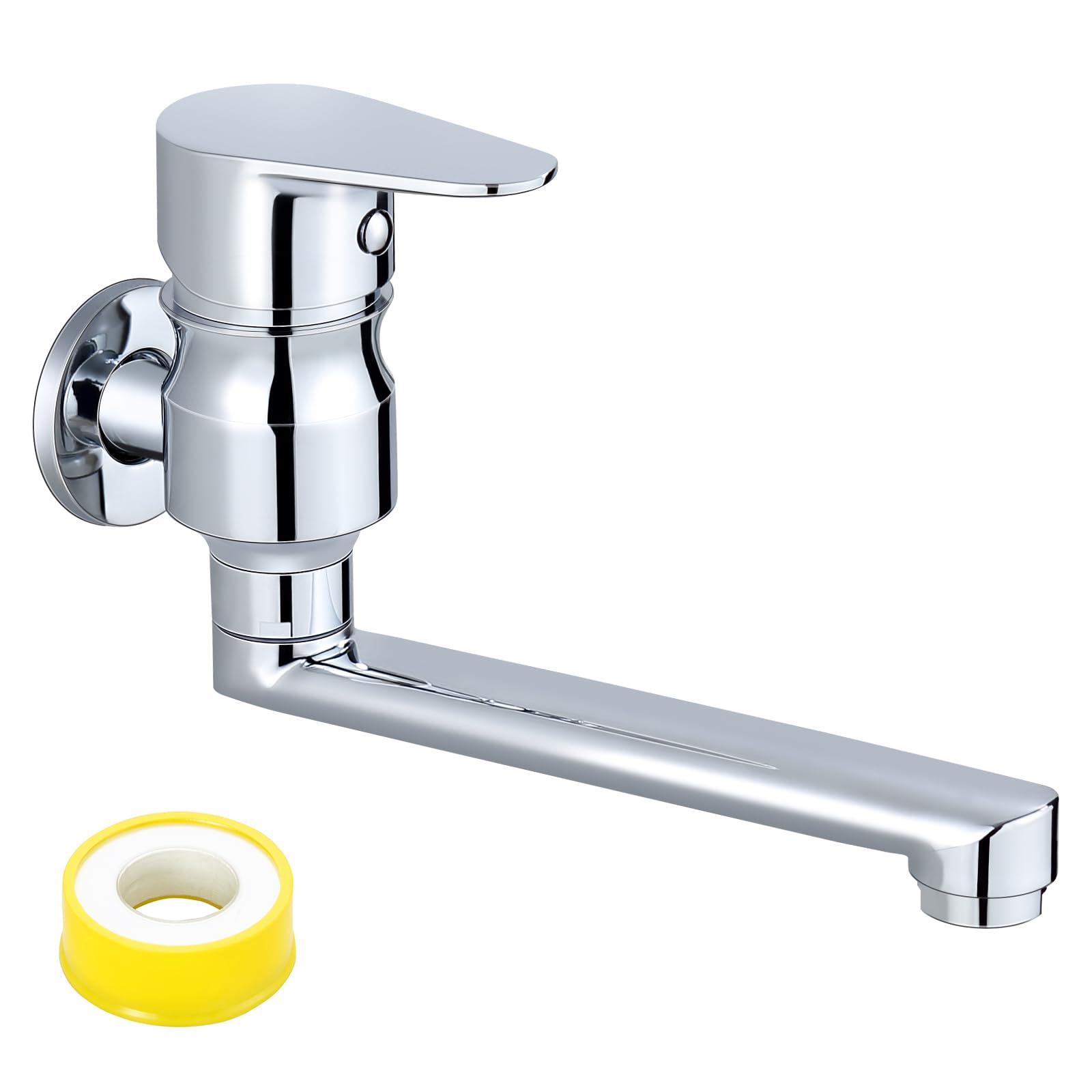 

Kitchen plated faucet, wall-mounted, single-hole, brass, single-lever, up/down opening/closing, 360-degree rotation, surface.