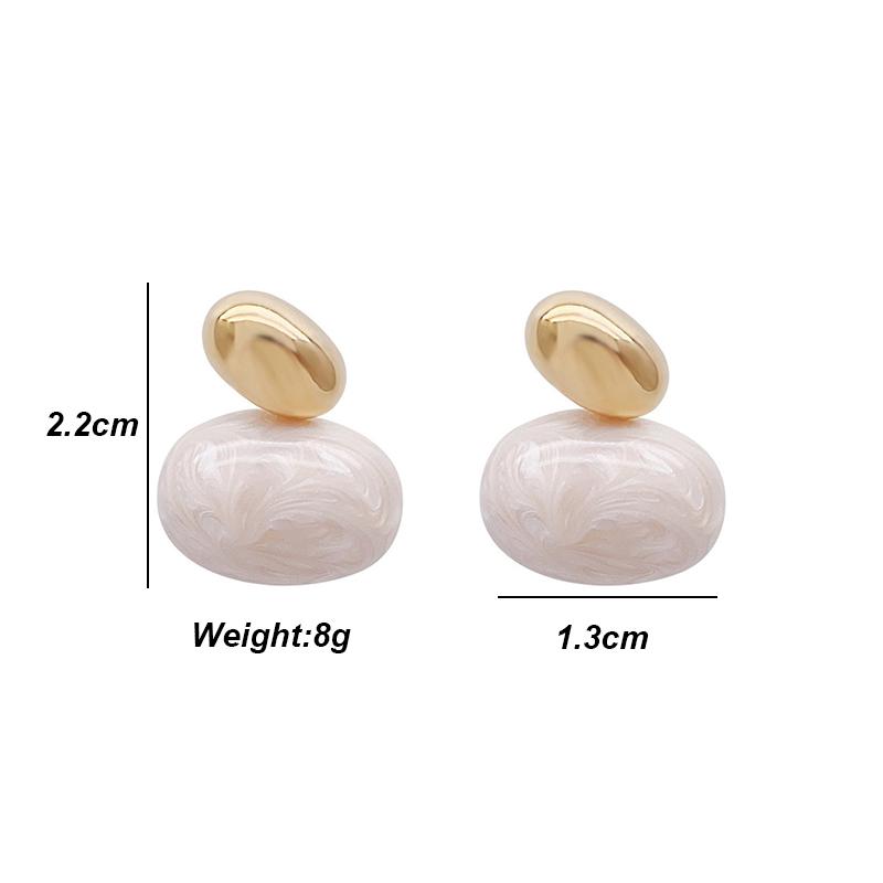 Korean Vintage Drop Glaze Oval Stud Earrings for Women Fashion Small Exquisite Elegant Earrings Daily Party Jewelry Gift