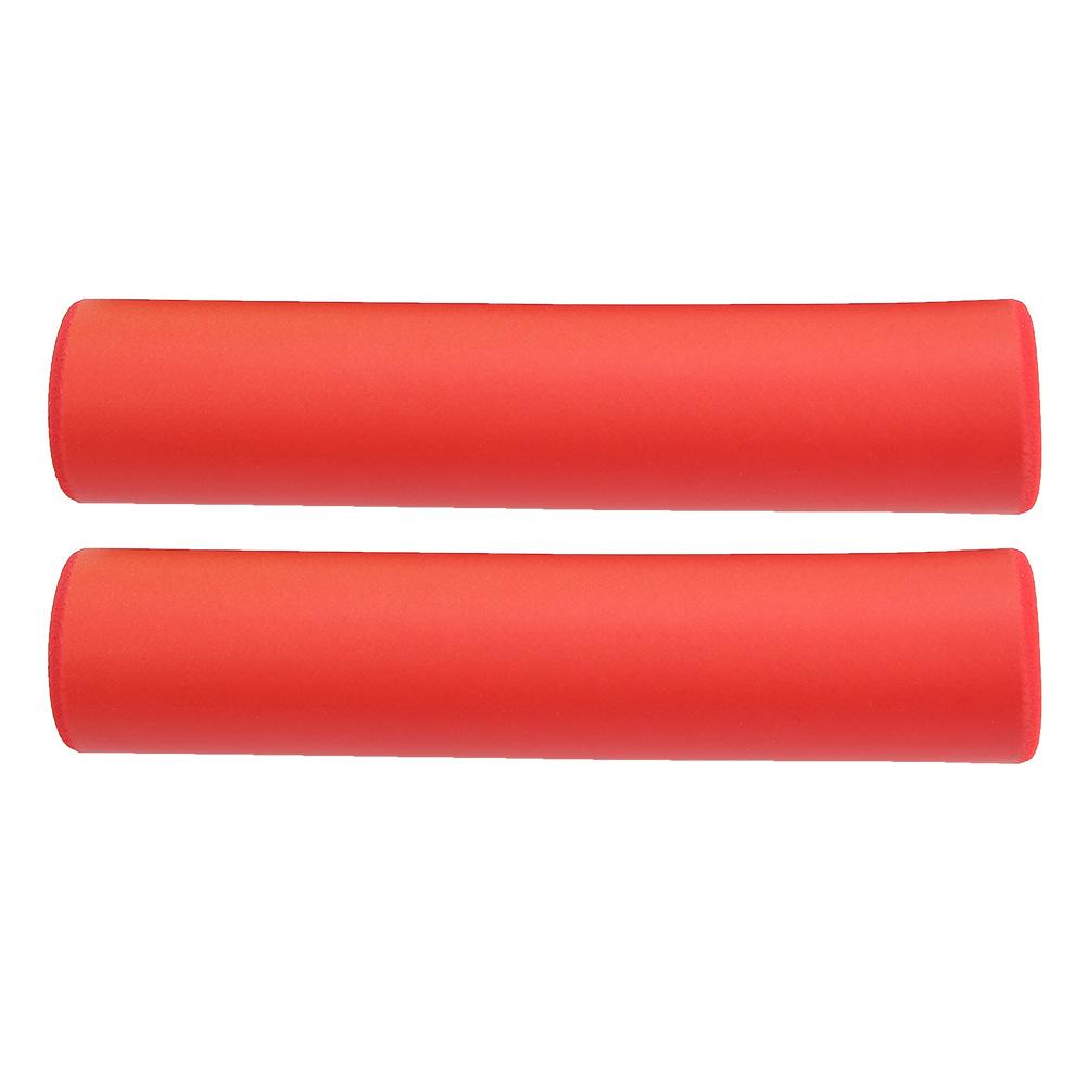 1 Pair Handlebar Grips Anti Skid Shock Proof Silicone Bike Grip With End Plugs Red