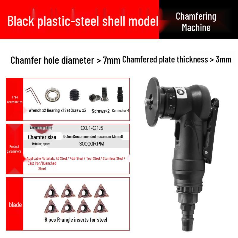 Compact Pneumatic Chamfering Tool - Handheld C & R Angle Deburrer for Woodworking Edge and Burr Removal