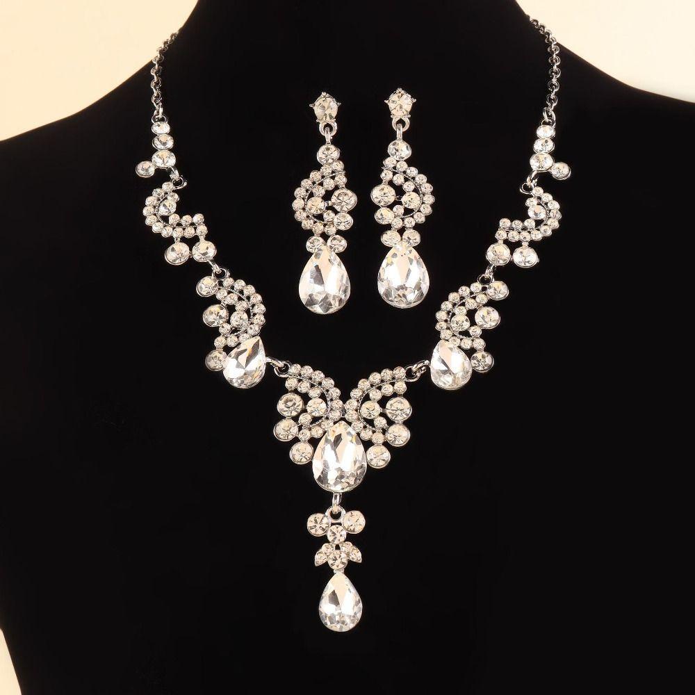 Shiny Rhinestone Jewelry Set Luxury Women's Jewelry Set Outfit Accessory