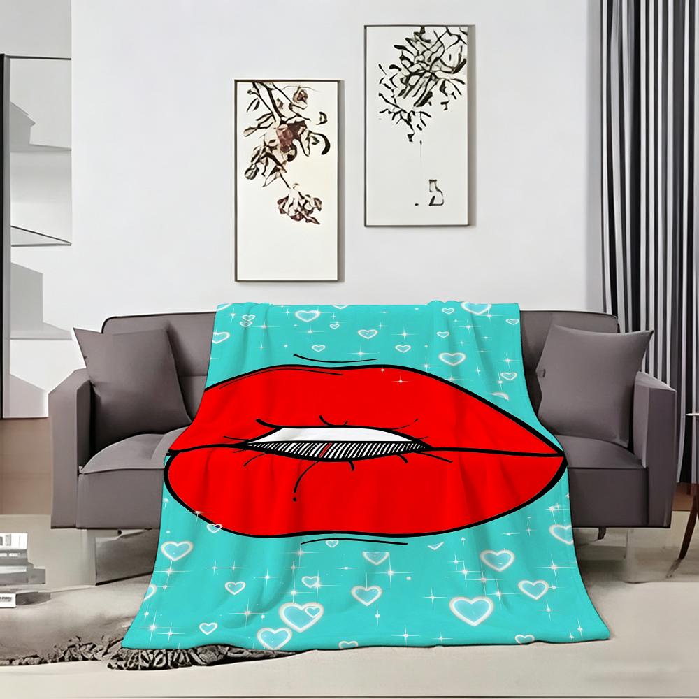 Graphic L-Lips Throw Soft Warm Throw Blanket for Bedroom Living Room Bed Travel Camping Picnic Gift