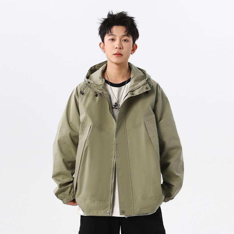 Spring and Autumn New Jacket Men's Hooded Versatile Casual Loose Jacket Solid Color Hooded Teen Jacket for Men