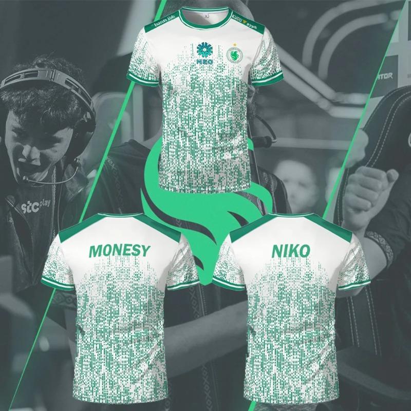 Tým Falcons Letní bílé tréninkové dresy CS2 Esports Pro League NIKO m0NESY Trička Pánská s kulatým výstřihem Dárky
