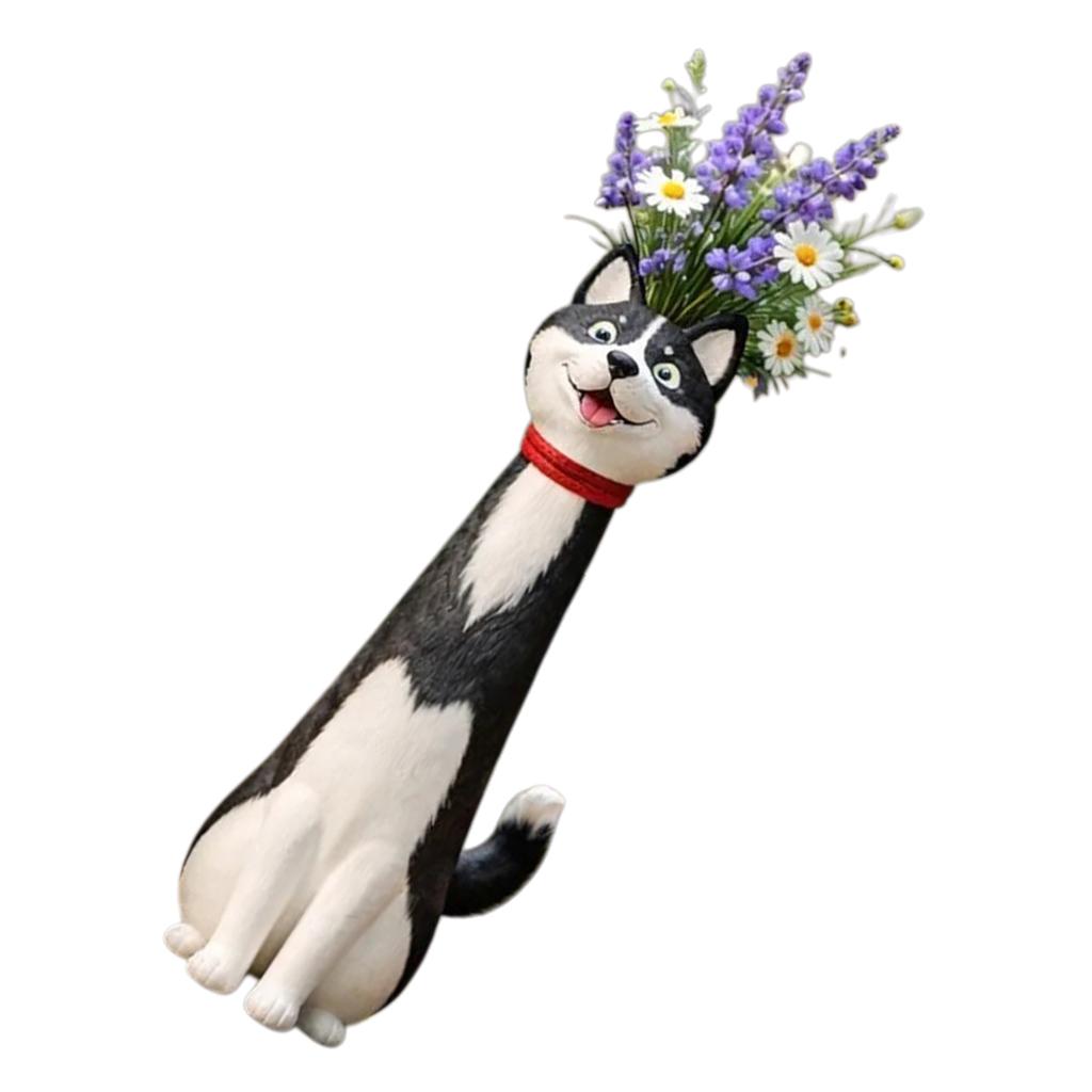Whimsical Resin Dog Flower Vase Creative Ornament Cute Dog Shaped Flower Vase for Living Room Office Study Home Decoration