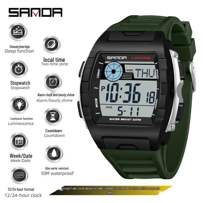 SANDA Multi-Functional Big Dial Watch with Alarm, Snooze, Countdown for Junior & Senior High School Students