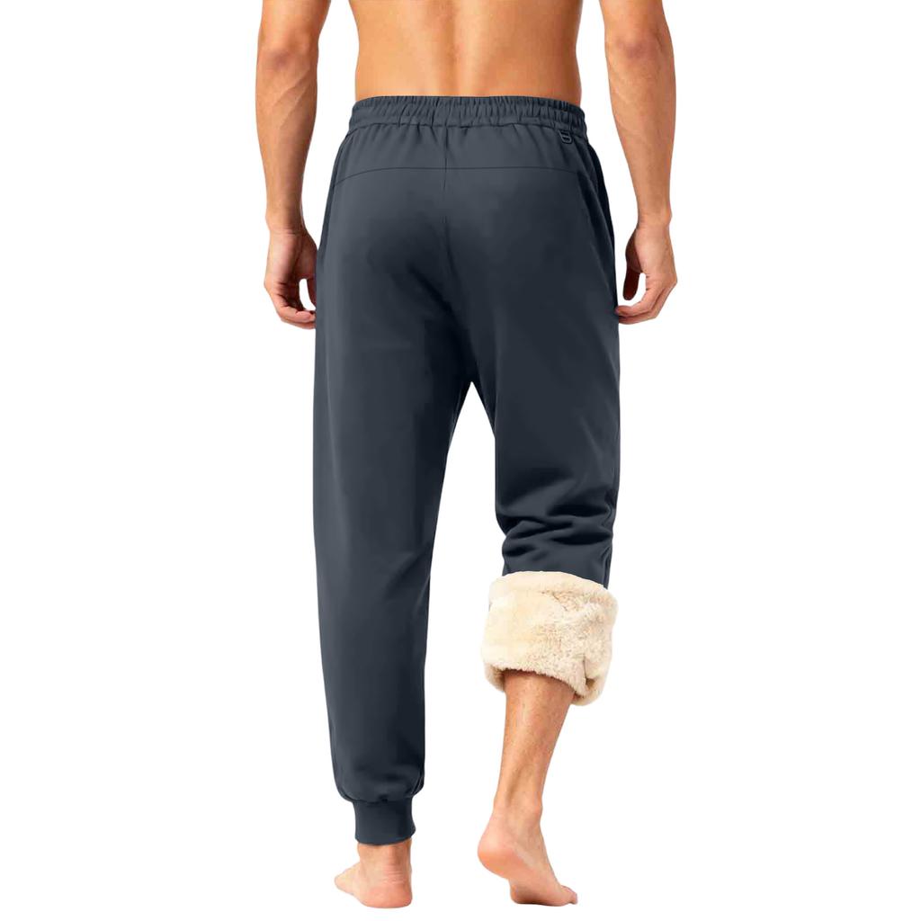 Men's Drawstring Pocket Fleece-Lined Cuffed Casual Pants