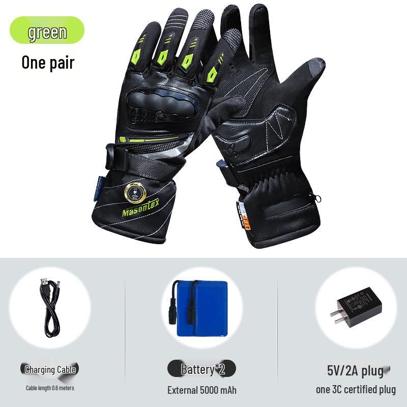 Heated Motorcycle Gloves – Windproof, Cold-Proof, Temperature-Controlled Winter Gear for Men & Women 2XL зелёный