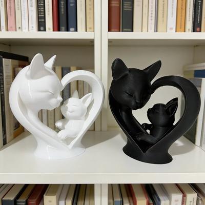 Love Mother Child Meow Statue Ornament, Parent Child Cat Sculpture, Cute Kitten Decoration, Ideal Gift for Cat Lovers