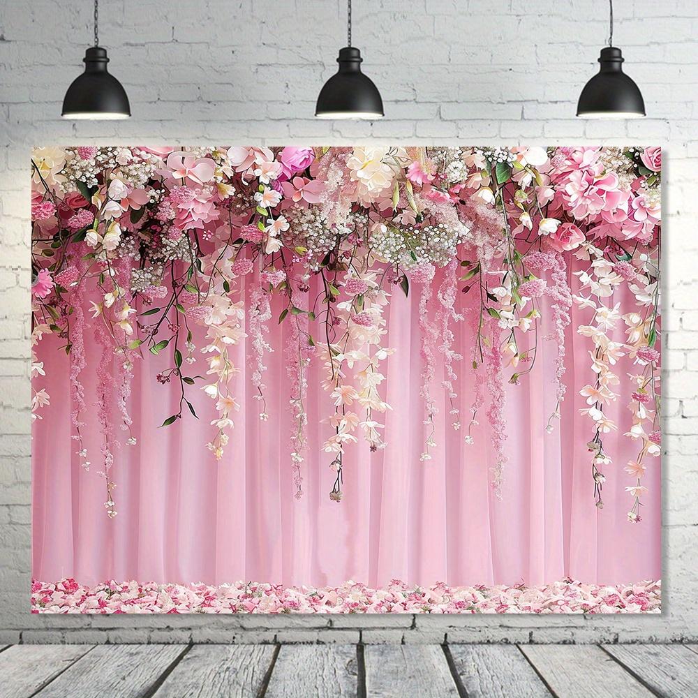 Wedding Pink Flower Background Cloth Romantic Bride Flower Wall, Rose Photography Background Carpet