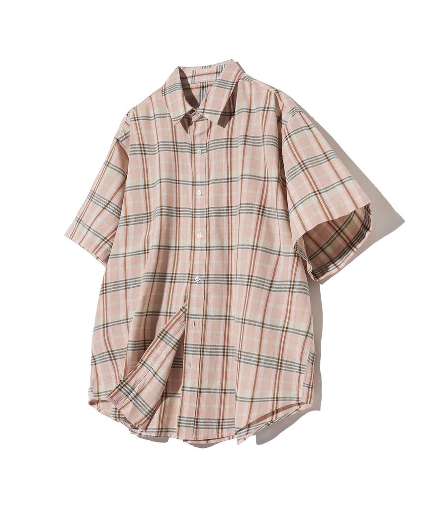 STANDARDERROR 87-Stan071 Soft Vintage Oversized Short Sleeve Check Shirt