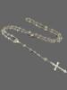Hot selling pink crystal cross prayer bead pendant necklace and bracelets jewellry set for Christian