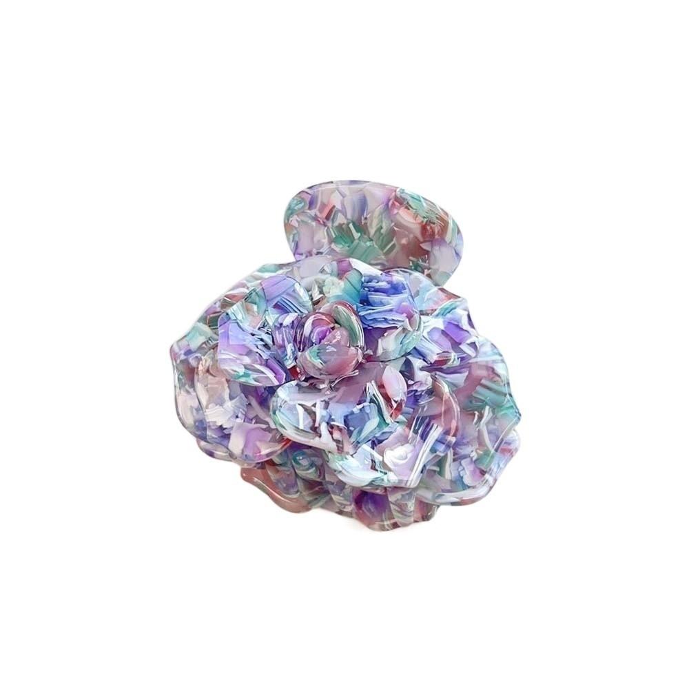 Elegant Flower Shark Clip Gradient Color Acetic Acid Hair Claw Camellia Hair Claw  Daily