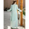 Middle East Organza Seam Drill Cardigan Robe Dress Two-Piece Diamond Studded Dress Set
