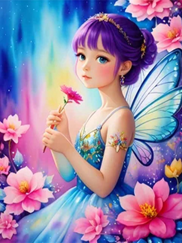 5D DIY Jewelry Cross Embroidery Painting Mosaic Home Decoration Gift with Elf Butterflies In Diamond Cross Embroidery Flowers