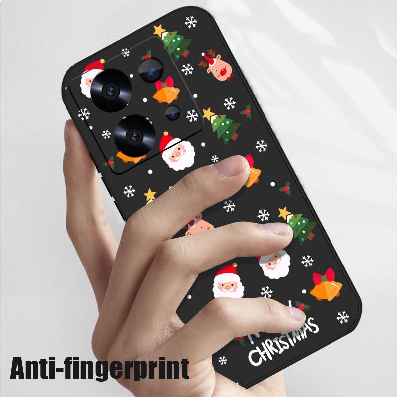Merry Christmas Santa Elk Pattern Phone Cover For Xiaomi 13T Pro 11T Poco F6 X6 Redmi Note 13 12 11 10 Pro Max Soft Matte Shockproof TPU Lanyard Case