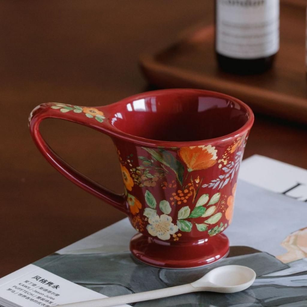 Retro Floral Coffee Cups Mugs Gift Boxes Office Breakfast  Ceramic Afternoon Tea Cups Gift Presents Souvenirs