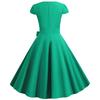 Summer New Style Solid Color Green Short-sleeved Casual Retro Big Swing Dress