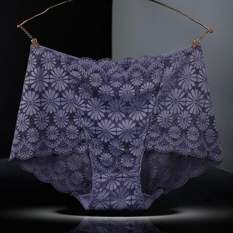 underwear women High-waisted sexy lingerie women hollowed-out lace plus size panties briefs ropa interior femenina ropa mujer