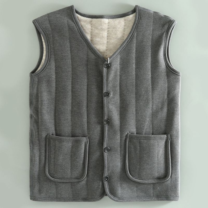 Winter Thickened Warm Vest for Men, V-Neck Single-Breasted Knitted Vest, Fashionable Versatile Thick Gilet, Trendy