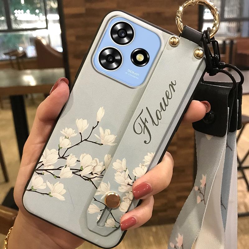 Fashion Design Soft case Phone Case For ZTE Blade A73 4G/V50 Smart Silicone Lanyard Shockproof Back Cover Dirt-resistant