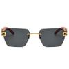 9005 Frameless Wood Grain Sunglasses Women'S, Men'S Sunglasses Street Sunglasses