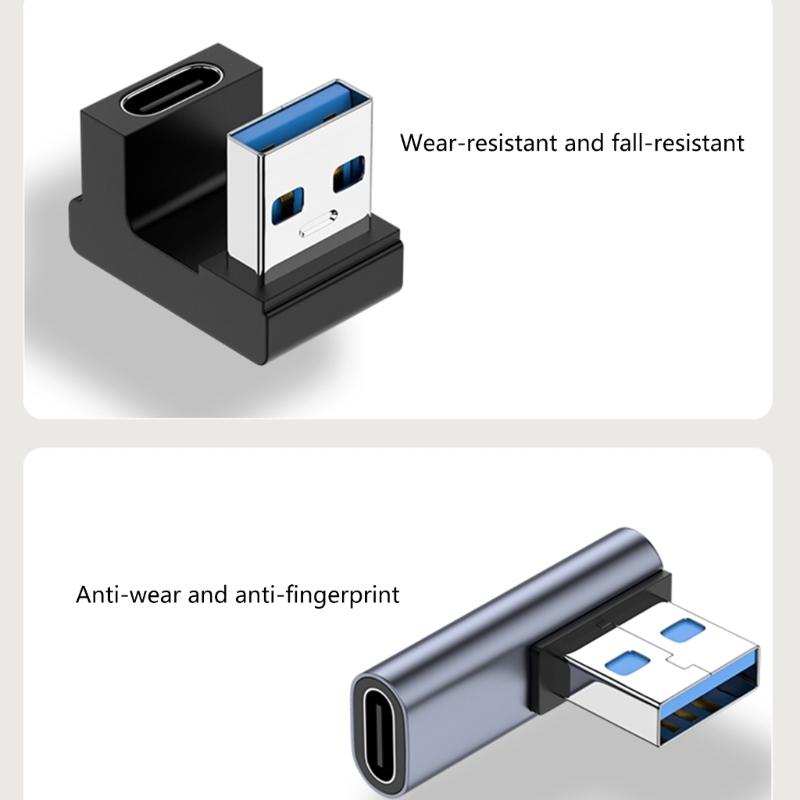 Konvertor USB C samice na USB 3.0 samec 10 Gbps USB C na USB 3.0 úhlový 90 stupňů pro prodlužovací konektor USB C