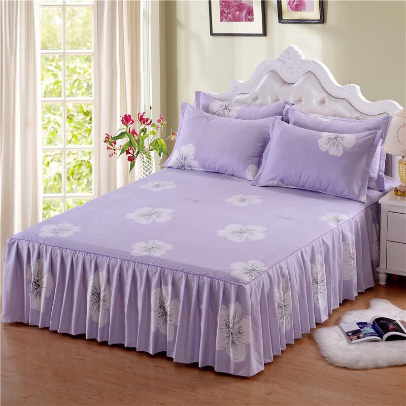 1pc Thickened Sanding Bedspread Soft Non-Slip King Queen Bed Skirt Wedding Fitted Sheet Cover No Pillowcase
