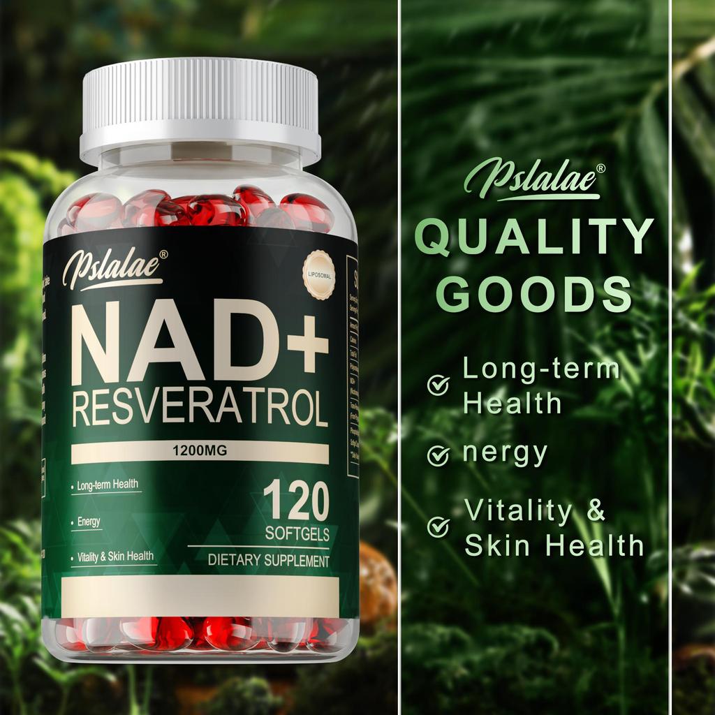 NAD+ Resveratrol Dietary Supplement Supports Cellular Energy, Anti-aging, and Skin Health. 120 Softgels.