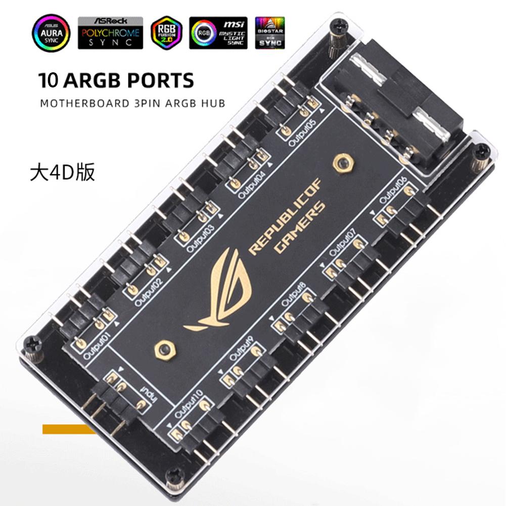 9 PWM ARGB Controller Wireless Remote Control 4Pin PWM 5V 3Pin ARGB AURA SYNC PC Case Cooling Fan Hub Splitter SATA Power