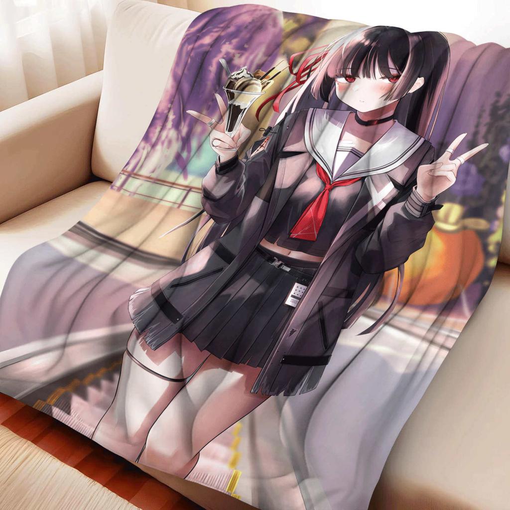Anime Kuchiba Chisa Flannel Blanket Cartoon Wuthering Waves Printed Warm Soft Blankets Decor Home Bed Multifunctional Blankets
