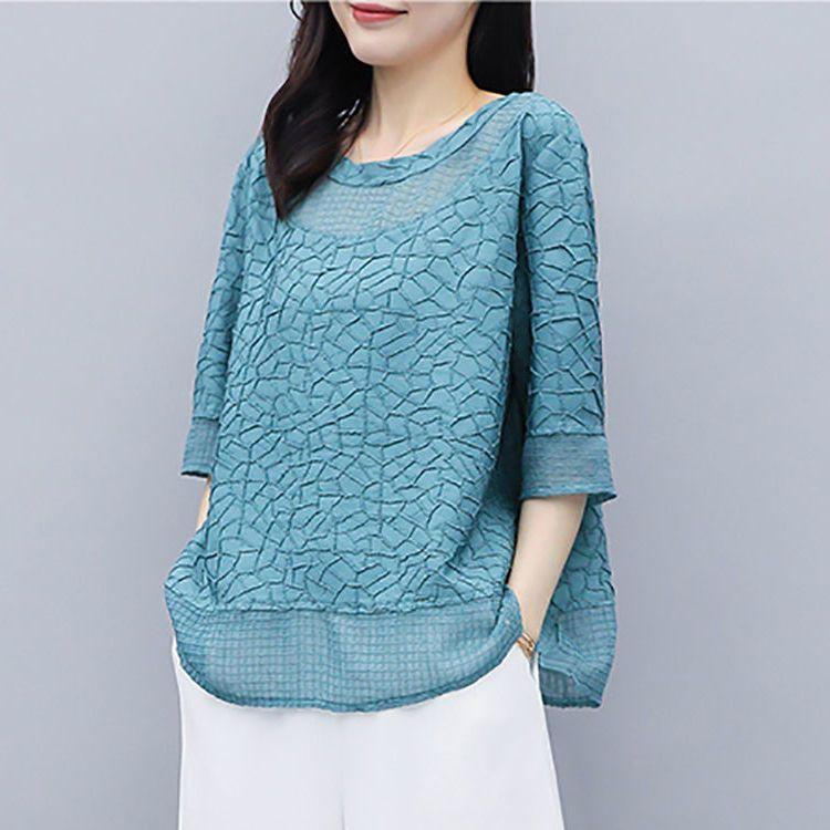 

Summer Casual Womens Loose Fit Short Sleeve Blouse Trendy Print Plus Size Top Comfortable Fashion 5XL