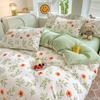 Floral Bedding Set with Duvet Cover,No Filling Flat Sheet with Pillowcases,Kids Queen Full Size Bed Linen,Boys and Girls New