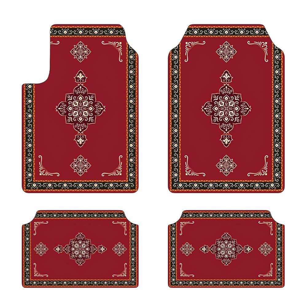 4Pcs/Set Heavy Duty Car Floor Mats Bohemian Car Accessories Durable Car Carpet for Front Rear Seats
