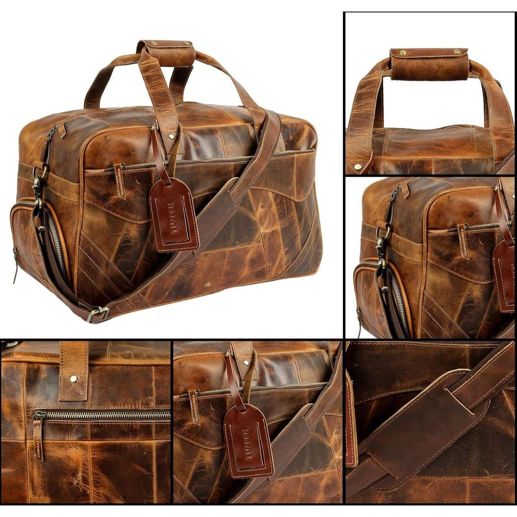 Large Duffel Luggage Leather Travel Bag Duffel Bag Gym Bag Airplane Cabin Approved Carry On Overnight Leather Weekender Mens Duffle Bag