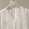 New Chinese Style Lace Trim V-Neck Short Sleeve Blouse