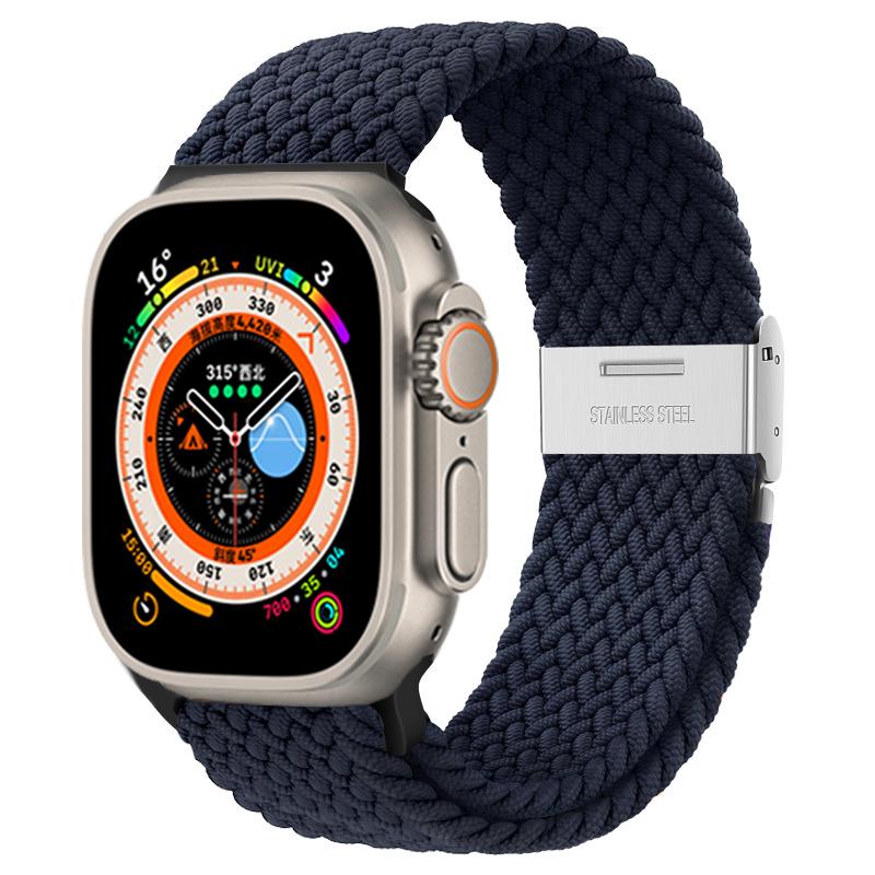 

Ремешок для Apple Watch Ultra Band 49 мм, 45 мм, 44 мм, 40 мм, 41 мм, 42 мм, 40, 45 мм, плетеный браслет Correa соло-петли серии 8, 7, 3, 5, se 6, 4 42mm 44mm 45mm 49mm древесный уголь