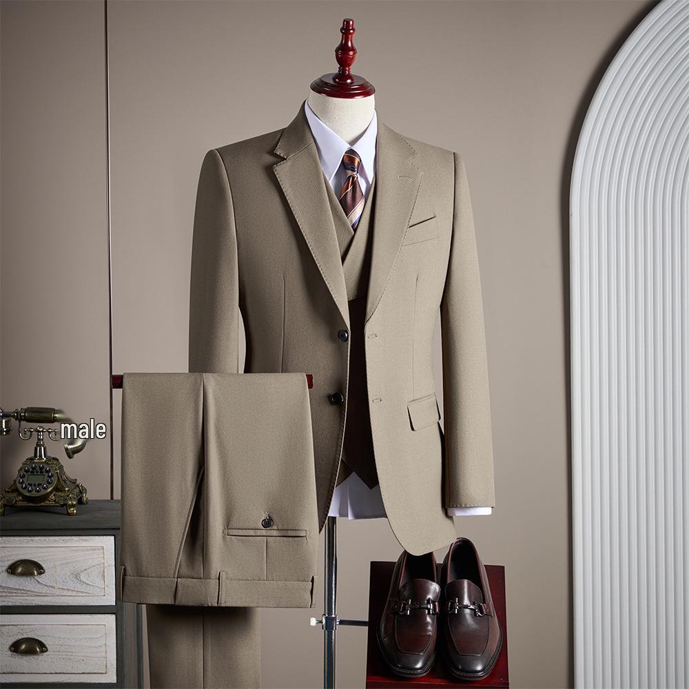 Luxury Men's Custom Suit Set - Tencel Cotton Wool Blend, Fine Twill Fabric, Business Formal Wear.