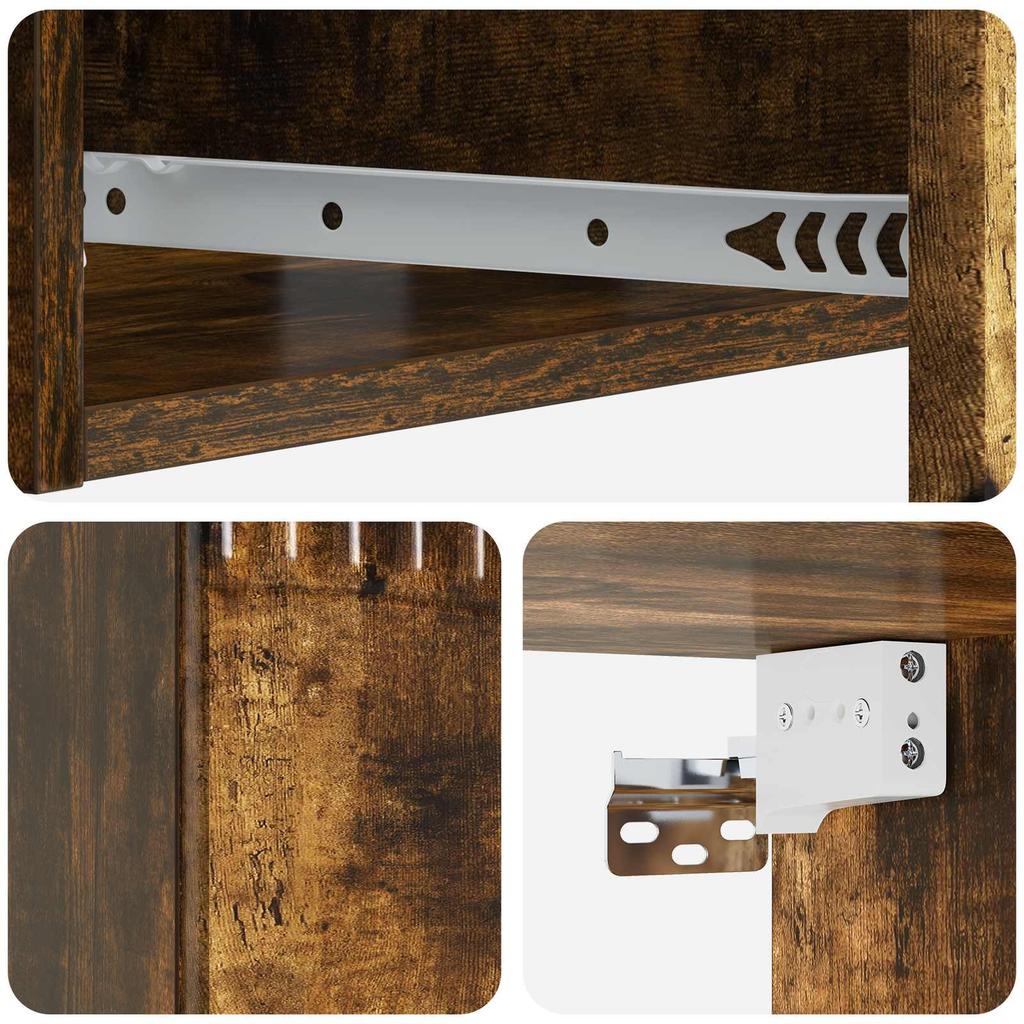 Wall Mounted Side Table Smoked Oak Wood Based Material