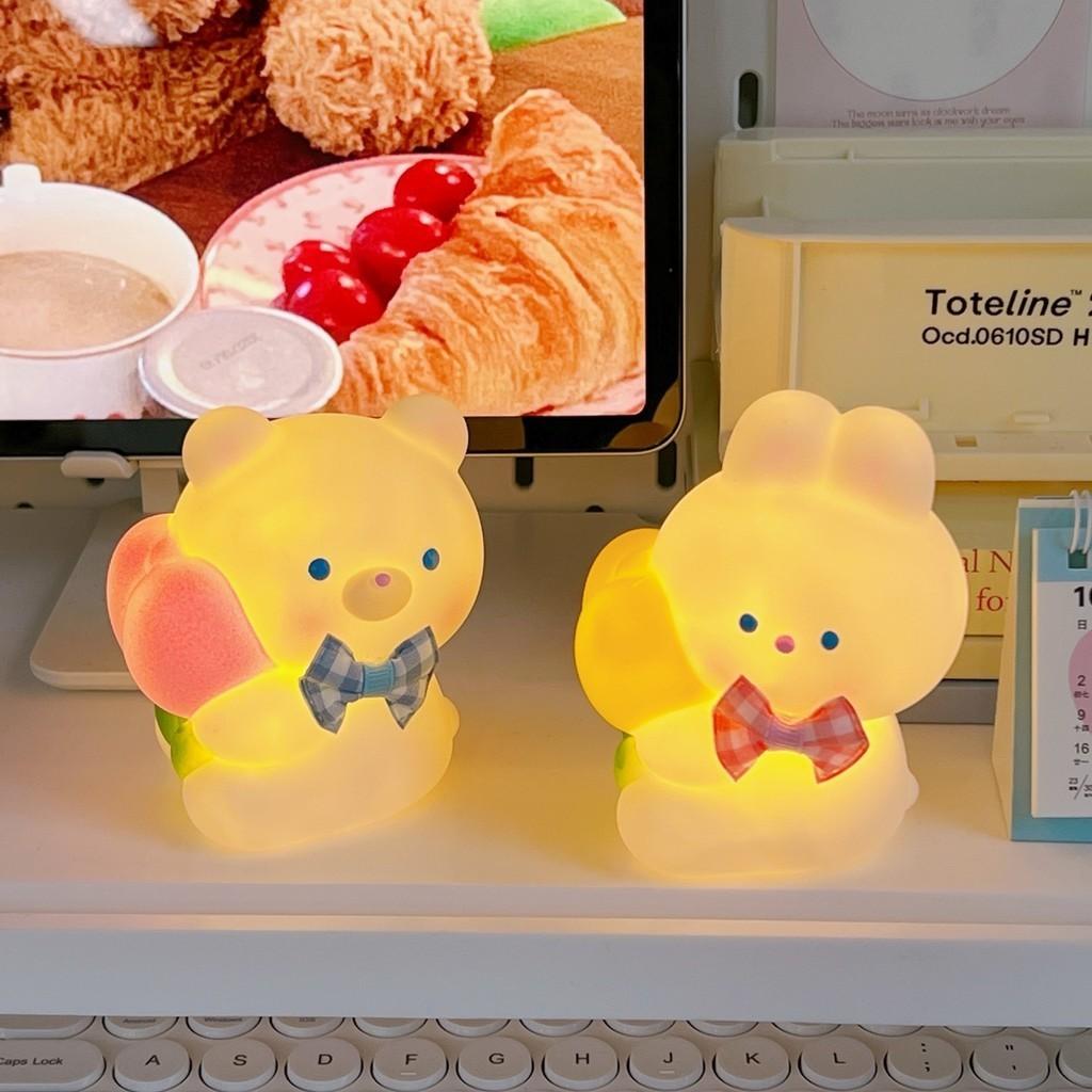 Warm Lamp Night Light Battery Powered Cartoon Cute Rabbit And Bear Shaped