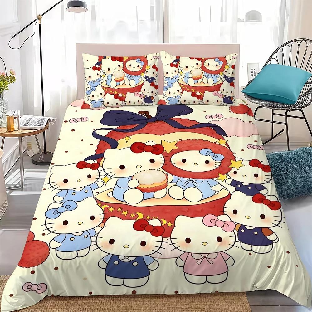 Cute Duvet Cover Set H-Hello Kittys Bedding Set Kids Boy Girl Bedroom Decoration Student Dormitory Home Style 2/3piece set