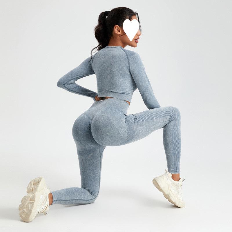 Set Sportvarslavil Slimming cu Talie Înaltă - Mânecă Lungă, Ascunde Imperfecțiunile, Accentuează Formele, Stil European-American, Ținută Fitness.